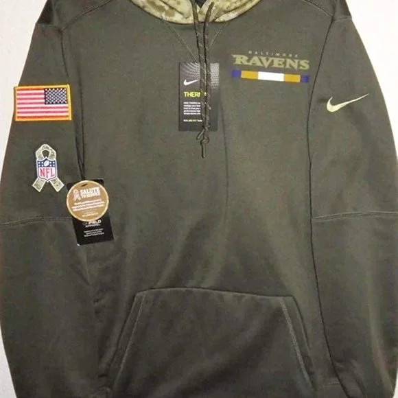 Nwt 100% Nike 2017 Baltimore Ravens Salute To Service Hoodie Sweatshirt NFL 17 - Picture 3 of 4